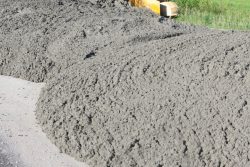 Fresh concrete on a paving site.