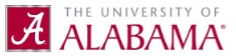 Logo for the University of Alabama with an icon of a stylized A next to the name of the university