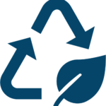 Graphic of the triangular recycle logo with the bottom left corner as a leaf