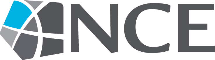 Logo reading NCE next to a pentagon-shaped icon with intersecting lines and different shading between the lines